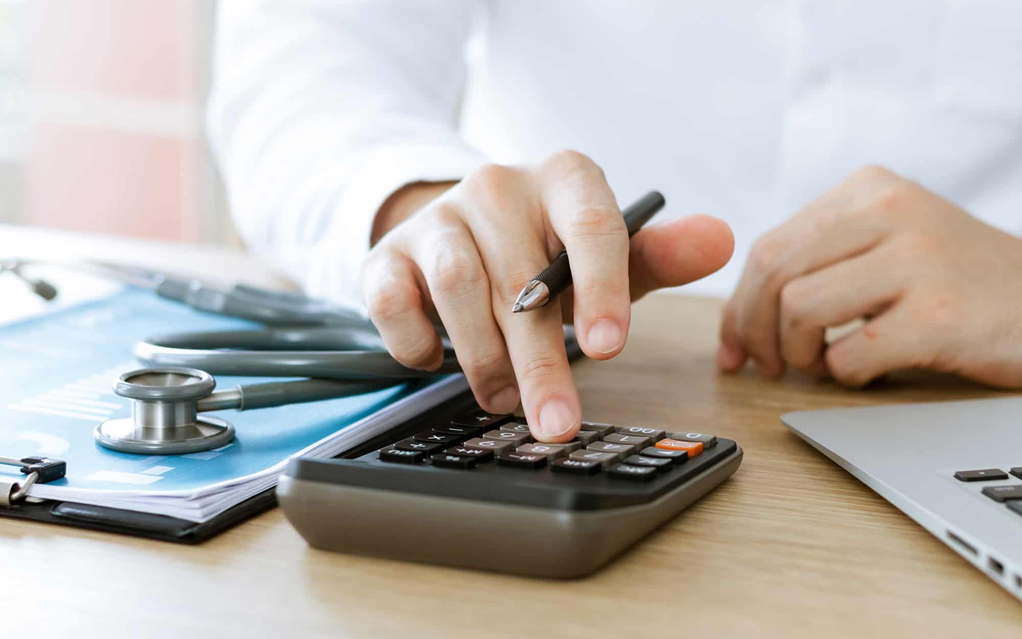 Front View Of A Doctor On Calculator 1